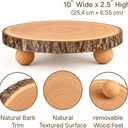 10 inch Wood Cake Stand for Dessert Table - Round Rustic Cake Holder Tray Wooden Serving Platter Pedestal Centerpiece Decoration with Sturdy Legs for Wedding Cakes