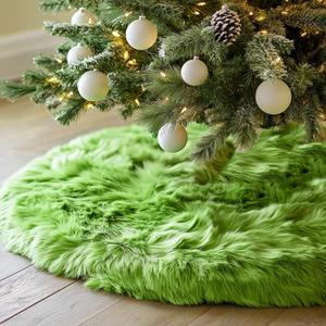 AISENO 60 Inch Green Christmas Tree Skirt Plush Decoration for Merry Christmas Party - Faux Fur Christmas Tree Skirt Decorations