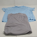Men's Rash Guard Swim Shirts Short Sleeve UV Sun Protection Quick Dry UPF 50+ SPF Fishing Beach Water Shirt (Size 3X-Large, Light Blue/Charcoal Grey)