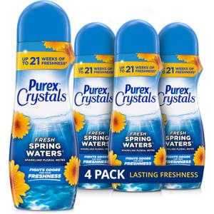 Purex Crystals In-Wash Fragrance and Scent Booster, Fresh Spring Waters, 21 Ounce (Pack of 4)