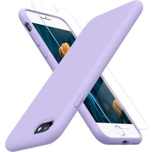 Miracase Ultra Slim Designed for iPhone SE Case 2022(3rd Gen)/iPhone SE 2020 Case(2nd Gen)/iPhone 7 Case/iPhone 8 Case with Screen Protector, Multi-Color Silicone Shockproof Phone Case(Light Purple)