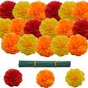 YGbridge Artificial Marigold Flowers, 60Pcs Marigold Faux Flowers, Silk Flowers for Day of The Dead, Diwali, Dia De Los Muertos Decoration (Orange, Yellow, Red, 100Pcs)