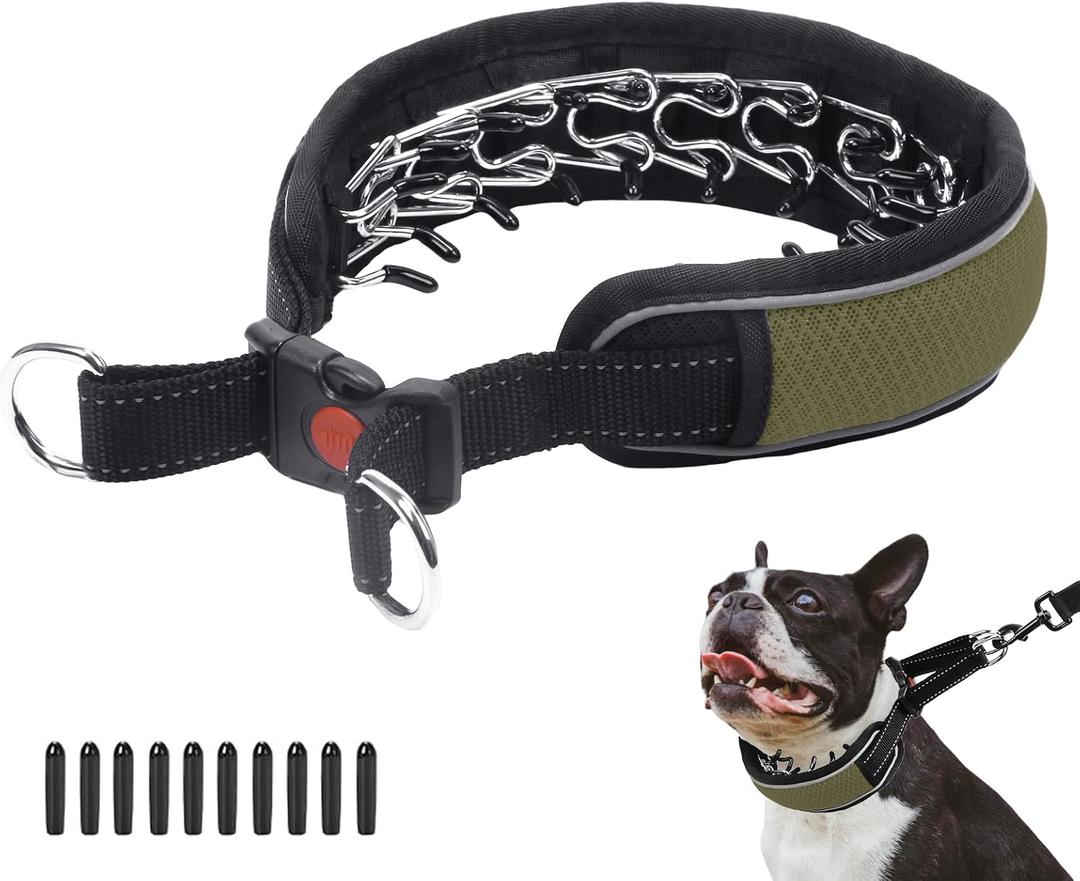 Martingale Collar for Dogs, Reflective No Pull Dog Collar for Large Medium Dogs, Adjustable Anti Pull Dog Collar for Training Walking, Heavy Duty Nylon Slip Collar with Buckle 2 Inch Wide M Army Green