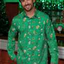 Arvilhill Mens St Patrick's Button Shamrock Clover Printed Long Sleeve Shirt (S-3XL) (M)