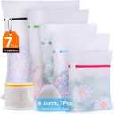 Ultimate 7 Pack 6 Size Mesh Laundry Bags Set for Delicates with AUTO-Lock Zipper, Lingerie Bags for Washing Delicates, Laundry Bags Mesh Wash Bags, Delicates Laundry Bag for Jeans,Blouse,Stocking,Bra (White_Fine Mesh)