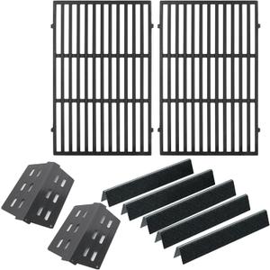 LS'BABQ Replacement Kit for Weber Genesis Parts 300 Series with Front Control Knob 7524 Cooking Grates 65505 Heat Deflectors 7620 Flavorizer Bars for Weber E-310 E-320 E-330 S-310 S320 S-330 EP-310