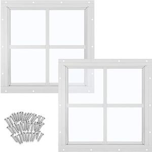 Tandefio 2 Pack 12'' x 12'' White Flush Mount Shed Transom Window with Tempered Glass Household Windows with Screws for Chicken Coop Sheds Barns Playhouse Tandefio 2 Pack 12'' x 12'' White Flush Mount Shed Transom Window with Tempered Glass Household Windows with Screws for Chicken Coop Sheds Barns Playhouse