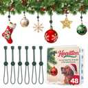 48 PCS Adjustable Christmas Ornament Hooks, Hoevaton Non-Slip Hanger Hooks for Hanging Small & Large Heavy Ornaments, Xmas Ornament Hanging Hooks for Holiday Tree Decorations (Green, 48 Count)