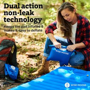 WISE MOOSE Sleeping Pad 4.5 Inch Thick Camping Mattress, Ultralight Camping Pad, Inflatable Tent Mat for Backpacking, Hiking - Inflating Bag and Repair Kit Included 78×28×4.5 Inches 1 Pack