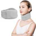 RESTCLOUD Neck Brace for Neck Pain and Support, Neck Support Brace, Adjustable Cervical Collar, Gray, 3.5" Tall, 21.5" Long