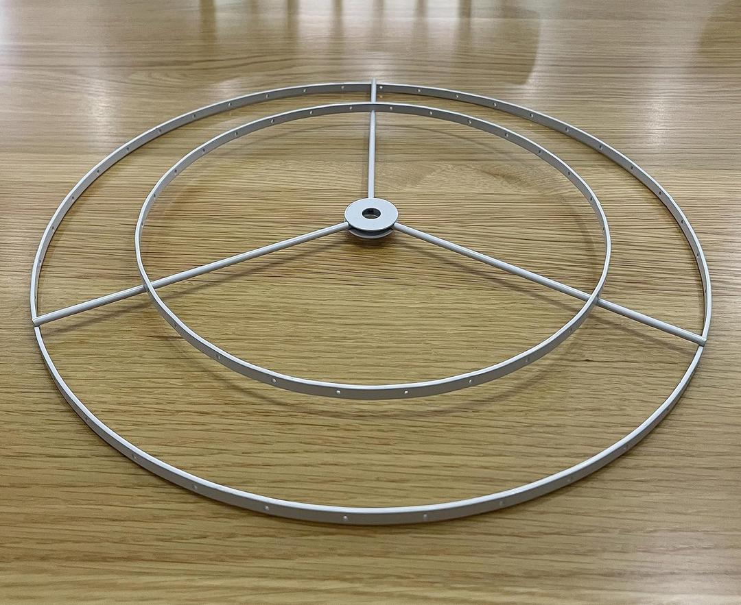 RISEON Lamp shade Frame with hanging holes, DIY Lamp shade Wire Ring Support Hanging E27 Chandelier Frame Harp Lamp Shade Bracket,Make DIY Shell Bead Table/Floor/Pendant Lamp (White)