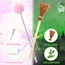 2 x 24 Pcs Witch Party Favors Include 12 Witch Broom and 12 Pink Pom Pom Ballpoint Goodie Bags Stuffer Broom Wands for Wizard Halloween Party Decorations Gifts (Creative)