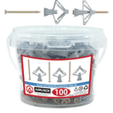 Hollow-Wall Anchors, One Size, 75Lbs Anchor 50pcs+Screw 50pcs Drywall Anchor kit with Screws, Self-Drilling Hollow Wall Anchor, Grey, Number of Items: 100, Size: 1-Sizes Bucket Hollow Wall Anchors