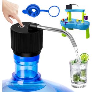 Camping Water Dispenser for 5 Gallon Bottle,Portable USB Charging Electric Water Bottle Pump,Universal Micro Drinking Water Jug Pump,3-5 Gallon Automatic Water Dispenser with Silicone Cap (Black)