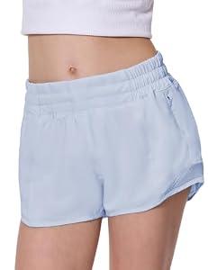AugIris Girls Athletic Shorts with Zipper Pocket for Teens Running Workout Short with Mesh Liner Quick Dry Casual Shorts Periwinkle Purple 7Y