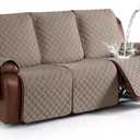 KinCam Waterproof Recliner Sofa Cover, Non-Slip Reclining Couch Covers for 3 Seat, Recliner Couch Cover Furniture Protector with Elastic Straps for Pets, Kids, Taupe