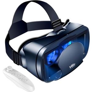 3D VR Headset, Virtual Reality Glasses Headset Helmets, Compatible with 5.0-7.0 inch with Controller, for Mobile Games & Movies(Black)