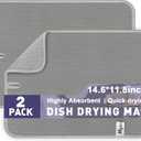 14.6*11.8 inch Microfiber Dish Drying Mat,2 Compact Ultra Absorbent Dish Mat Drying Kitchen Mat,Small Dish Drying Mats for Kitchen Counter,Draining Racks,Sinks (Gray)