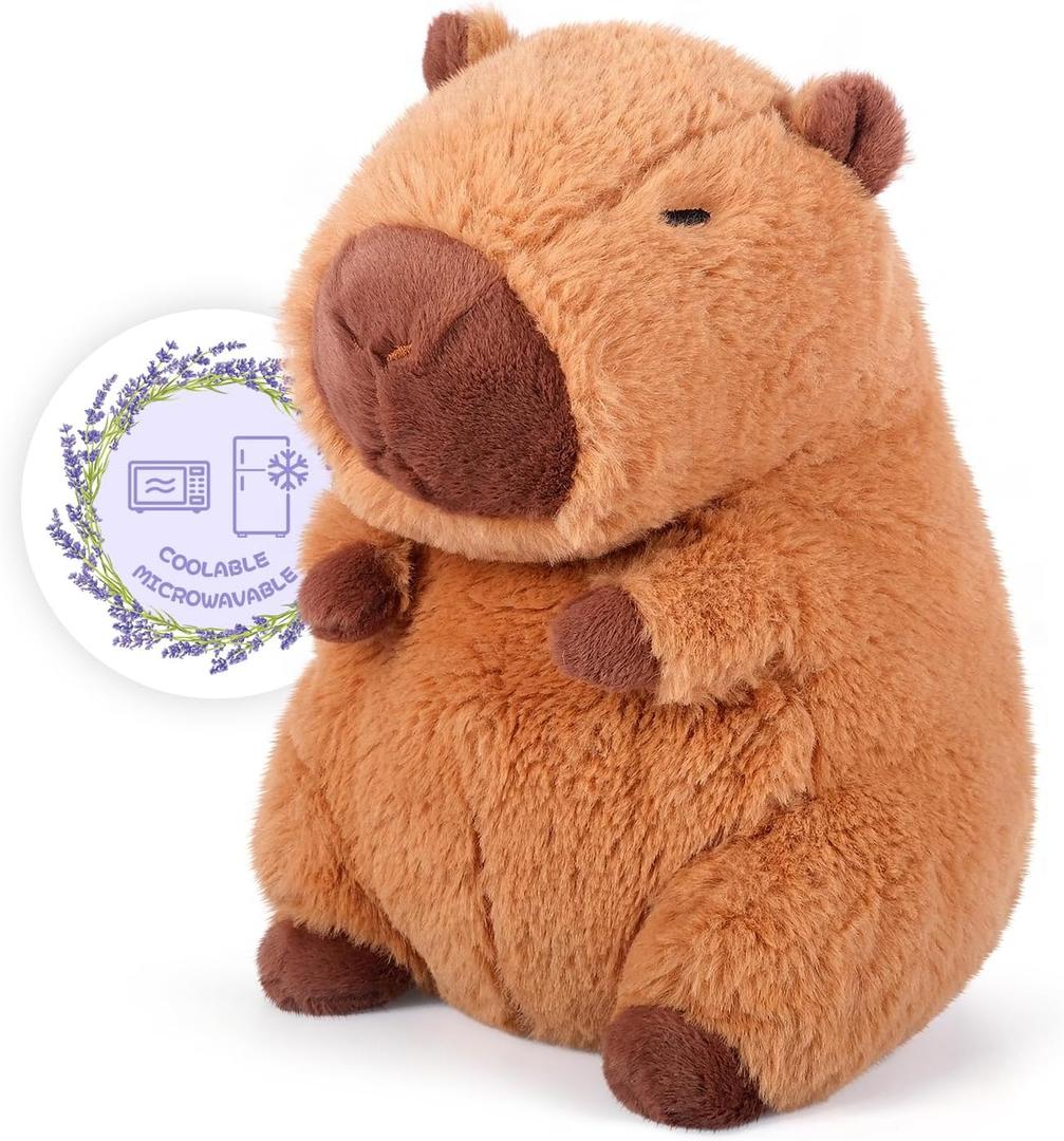 Heatable & Coolable Capybara Plush, Microwavable Stuffed Animal Heating Pad for Soothing & Relaxation, Lavender Scent Plush Toys for Stress Relief, Capybara Plushies Gift for Kids & Adults