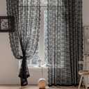 Anmao Vintage Lace Curtains 90 Inches Long 2 Panels Set, Romantic Elegant Light Filtering Semi Sheer Floral Thick Lacy Curtain Drapes for Living Room and Bedroom, Each Panel 55W x 90L, Black