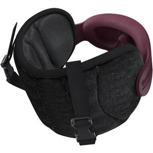 Travel Pillows for Airplanes, Airplane Pillow with Brown-Red Sleep Eye Mask, 360 Neck Support Headrest, Portable Airplane Travel Essentials, Adjustable Airplane Head Strap, Stop Bobblehead