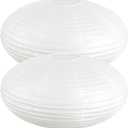 Retisee 2 Pcs Oval Paper Lanterns Pendant Lamp Shade Hanging Chinese Japanese Lantern China Ball for Party Supplies Bridal Shower Decoration Anniversary Birthday, Easy to Assemble (White,24 Inch)