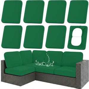 hyha Waterproof Outdoor Cushion Covers for Patio Furniture, Stretch Patio Chair Cushion Slipcovers, Coated UV Resistant Replacement Seat Covers, Solid Color (Green, 8PC)