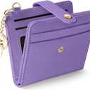 Purple Rfid Ladies Wallet, Small Slim Thin Compact Credit Card Women Wallet, PU Leather Bifold Cash Zipper Coin Pocket ID Window for Female