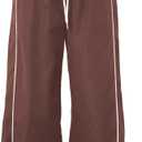 ZAFUL Women's Parachute Pants Y2K Wide Leg Cargo Sweatpants Drawstring Waist Jogger Pants with Pockets (Medium, 0-coffee)