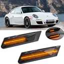 2Pcs LED Dynamic Sequential Blink Side Marker Lamp Light Kit for Porsche Carrera 2005-2013 for Boxster 987 2005-2012 Cayman 2006-2012 Smoked Lens Amber LED Front Turn Signal Side Marker Lights