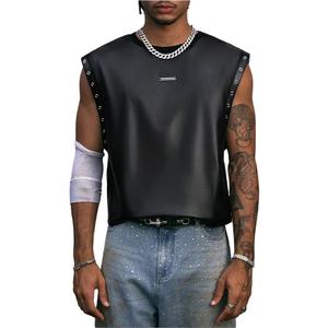 Verdusa Men's Punk Grommet Tank Top Rave Club Sleeveless Going Out Tops Black X-Large