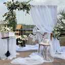 White Wedding Arch Draping Fabric, 63" x 32Ft Wedding Arch Drapes Tulle Fabric Drapery Sheer Backdrop Curtains for Wedding Ceremony Arch Stage Party Ceiling Dcor