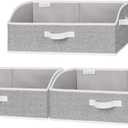StorageWorks Closet Storage Bins, Trapezoid Organizer Box for Shelves, Fabric Clothes Bin, Foldable Organizing Baskets with Handles, Large, Gray, 3-Pack