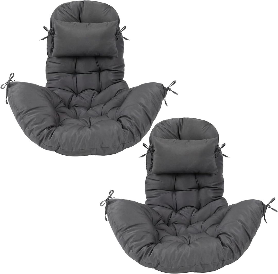 Tudomro Egg Chair Cushion Filling 2.58 kg 51 x 37 Inch Replacement Rocking Wicker Chair Cushions High Back Swing Hammock Hanging Cushion for Indoor Outdoor Patio(Dark Gray,2 Pcs)