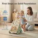 NEWBULIG Wooden Baby Walker for First Steps, Adjustable Speed Push Walker with Montessori Activity Center, Silent Universal Wheels Baby Walking Toys, Natural Wood