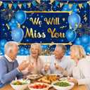 Blue Gold We Will Miss You Banner Farewell Party Decorations Good Luck Going Away Backdrop for Coworker Leaving Job Change Retirement Goodbye Anniversary Veteran Graduation Party Supplies