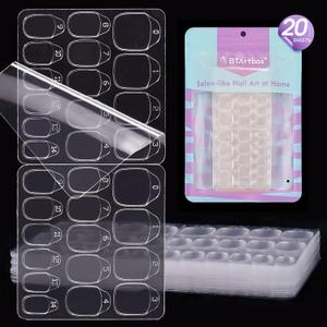 BTArtbox Adhesive Tabs for Press On Nails - 20 Sheets, 15 Sizes, Ultra Thin & Waterproof Stickers for Fake Nails, 600PCS Double Sided Jelly Sticky Tabs for Manicure
