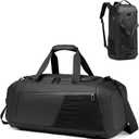 Gym Duffle Bag Waterproof Sports Duffel Bags Travel Weekender Bag for Men Women Overnight Bag with Shoes Compartment (Black)