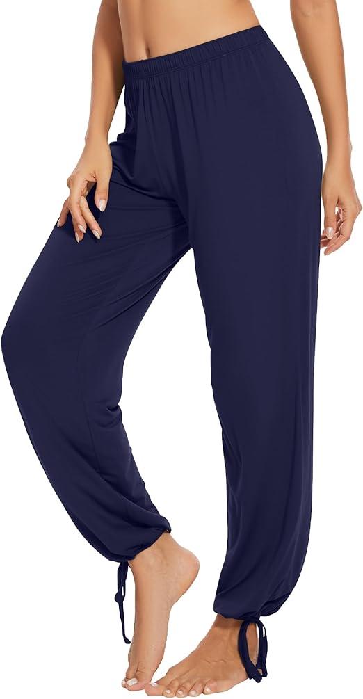 WiWi Womens Pajama Pants Lightweight Bottom Soft Viscose from Bamboo Loungwear Yoga Pants for Women, Size L