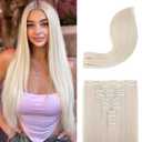 REECHO Hair Extensions, 11PCS Clip in Hair Extensions 28" Long Straight hair extensions HE005 Natural Soft Synthetic Hairpieces for Women Platinum Blonde