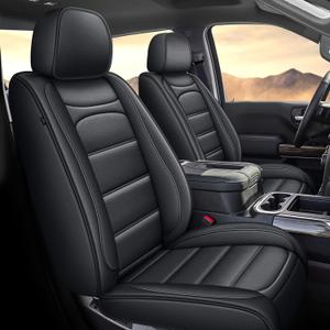 for Chevy Silverado GMC Sierra Waterproof Seat Covers, Crew Cab 1500 2019-2026, 2500HD 3500 HD 2020-2026, Pickup Protectors Accessories Full Set, Black