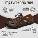 Mens Casual Closed Toe Leather Sandals Outdoor Fisherman Adjustable Sport Summer Shoes, 7.5, Dark Brown