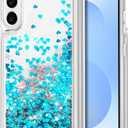 for Galaxy S25 Case, Double Layer Design Bling Flowing Liquid Floating Sparkle Colorful Glitter Waterfall TPU Protective Phone Case for Galaxy S25, Blue
