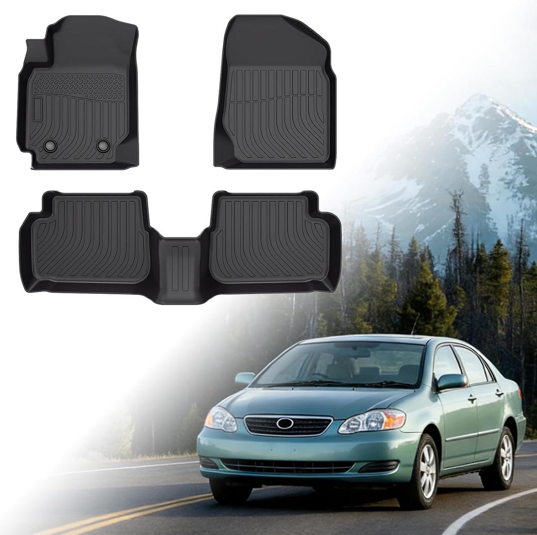 Floor Mats for Toyota Corolla 2003 2004 2005 2006-2008(NOT for with Rear Seat Vents), 2007 Corolla Floor Mats, Custom Fit TPE Corolla Mats Accessories, 1st & 2nd Rows All Weather Protection