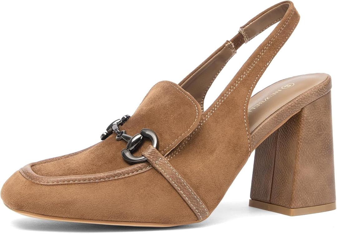 NEWBELLA Women's Pointed Toe Heeled Mules