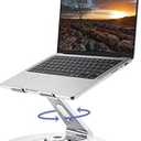 High-End Laptop Stand for Desk with 360 Rotating Base, Ergonomic Protable Laptop Riser for Collaborative Work, Aluinum Computer Notebook Stand Holder for MacBook Air Pro, Dell, XPS, HP up to 17 Inches
