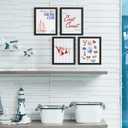 WXHUM Coastal Bathroom Beach Room Decor Nautical Wall Art Prints Set of 4, Preppy Beach Coastal Wall Decor Sailing Club East Coast Posters for Teen Girls Room Dorm, 8x10 inch Unframed