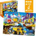 QUOKKA 100 Piece Puzzles for Kids Ages 4-6  3 Floor Puzzles for Toddlers 3-5  Toy for Learning Pirates & Constructions & Animals for 6-8 yo  Jigsaw Toddler Game for Boy and Girl