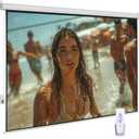 110" Motorized Projector Screen, Electric 16:9 Projector Screen with Remote Control, Indoor/Outdoor HD Movie Screen, Wall/Ceiling Mounted, Perfect for Home Office Theater TV, White