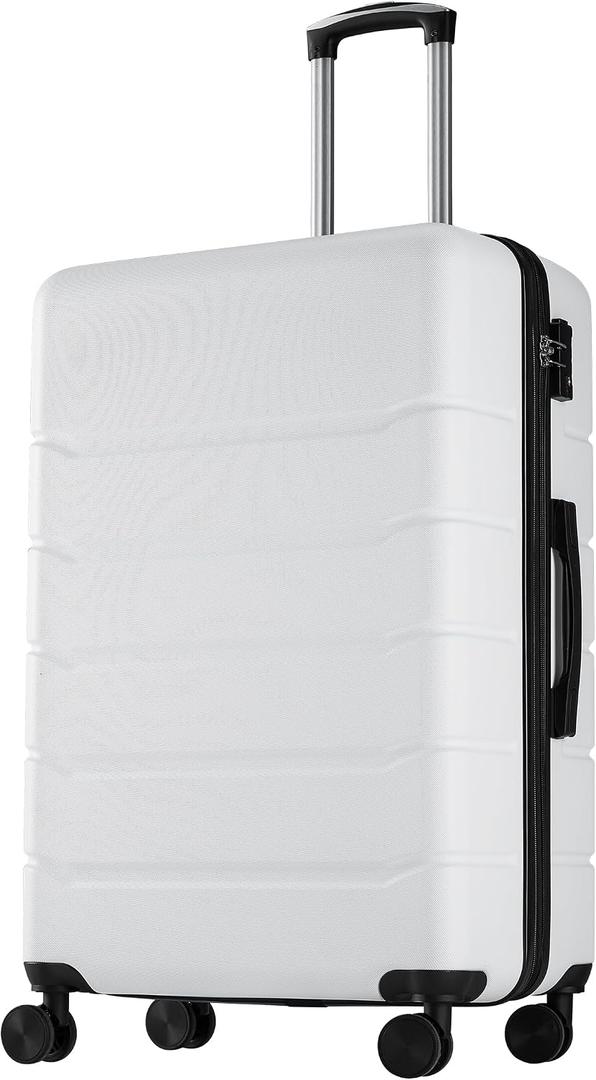 OLIXIS 24 Inch Luggage, Hardside Suitcase with Spinner Wheels, Lightweight ABS Hard Shell Checked Luggage, TSA Approved Lock, Expandable Medium Suitcase for Travel & BusinessWhite